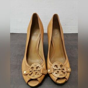 Tory Burch Brown Peep-Toe Heels